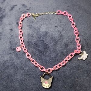 Sanrio Kurami Pink and Silver Character Charm Necklace